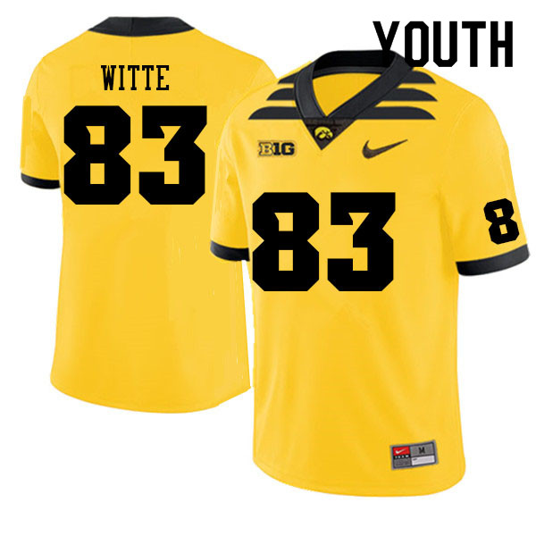 Youth #83 Jameson Witte Iowa Hawkeyes College Football Jerseys Sale-Gold